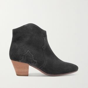 ISABEL MARANT Black Dicker Suede Low Cowboy Boots sz 38